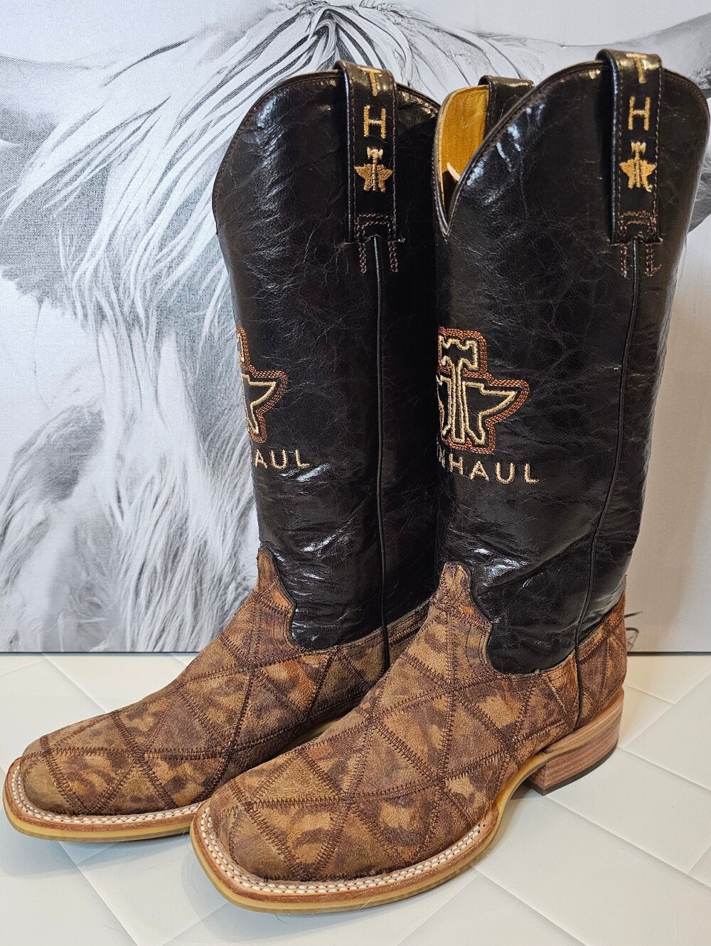 Tin Haul Wild Thing Women's Cowboy Boots 7.5 Leopard Patchwork Leather EUC